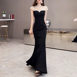 Customized Trumpet Party Dresses Women Evening 2024 New Fashion Elegant Temperament Toast Dress Slim Long Sleeveless Vestidos De