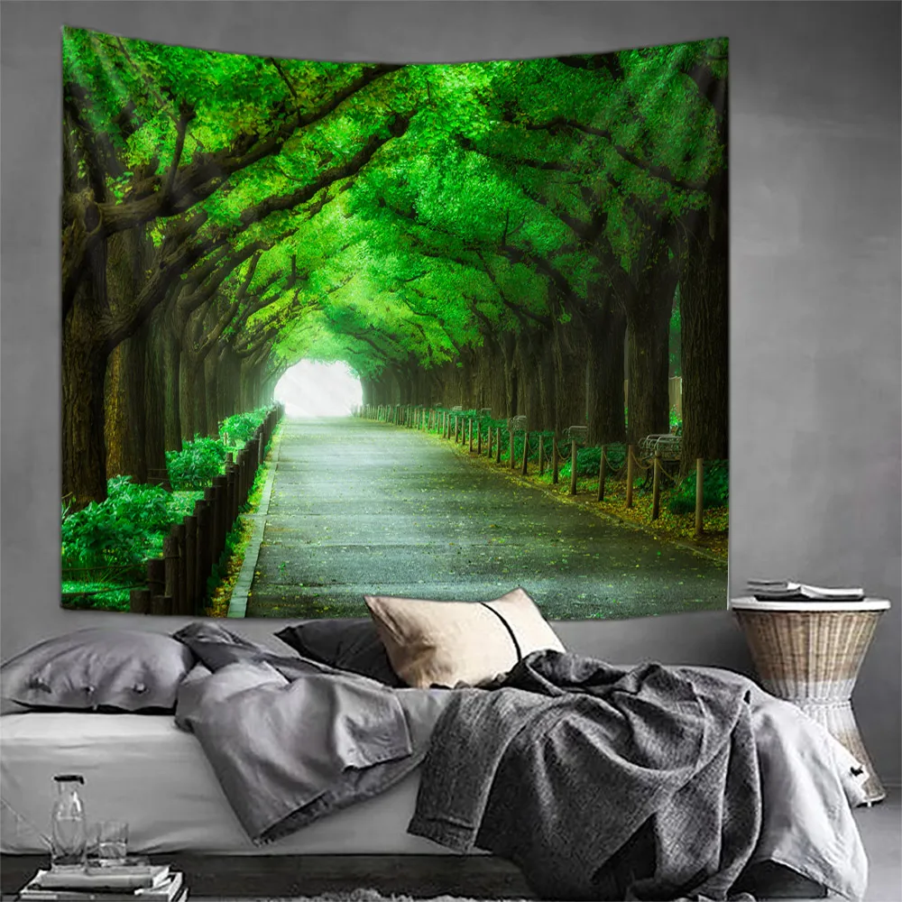 Landscape Home decoration Wall tapestry stump room  wall hanging fabric Floral decor vintage Bedroom THE Sun through Tree