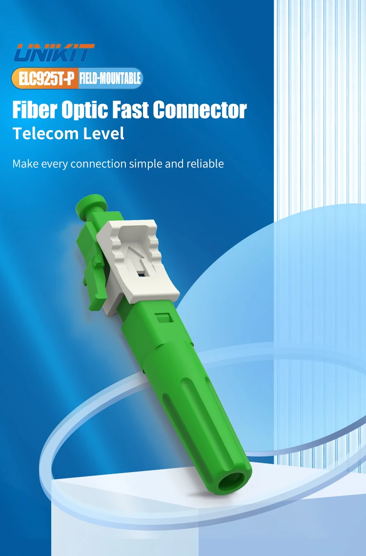 

UNIKIT FTTH Universal Type LC Optical FIber Fast Connector with Pusher for Drop & Round Cable LC Fiber Optic Fast Connector