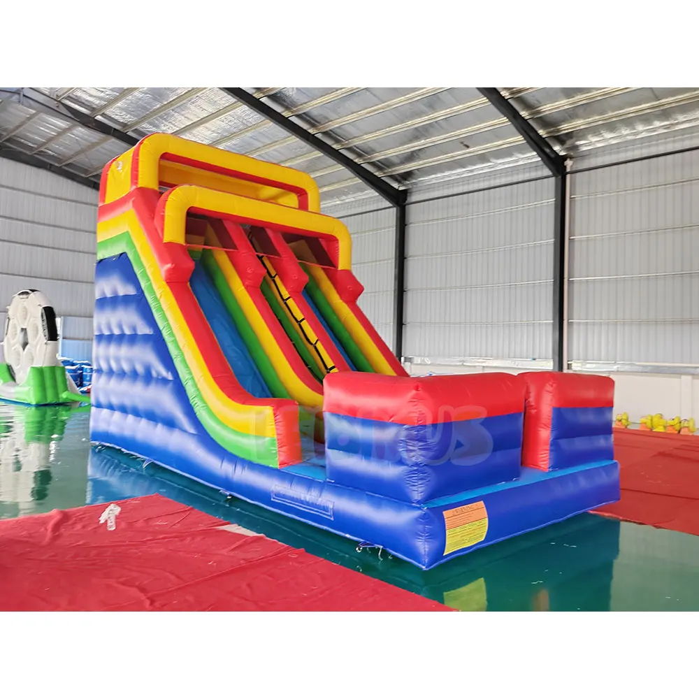 Red and Blue Outdoor Kids Water Park Bouncy Castle Inflatable Games Double Slide with Blower