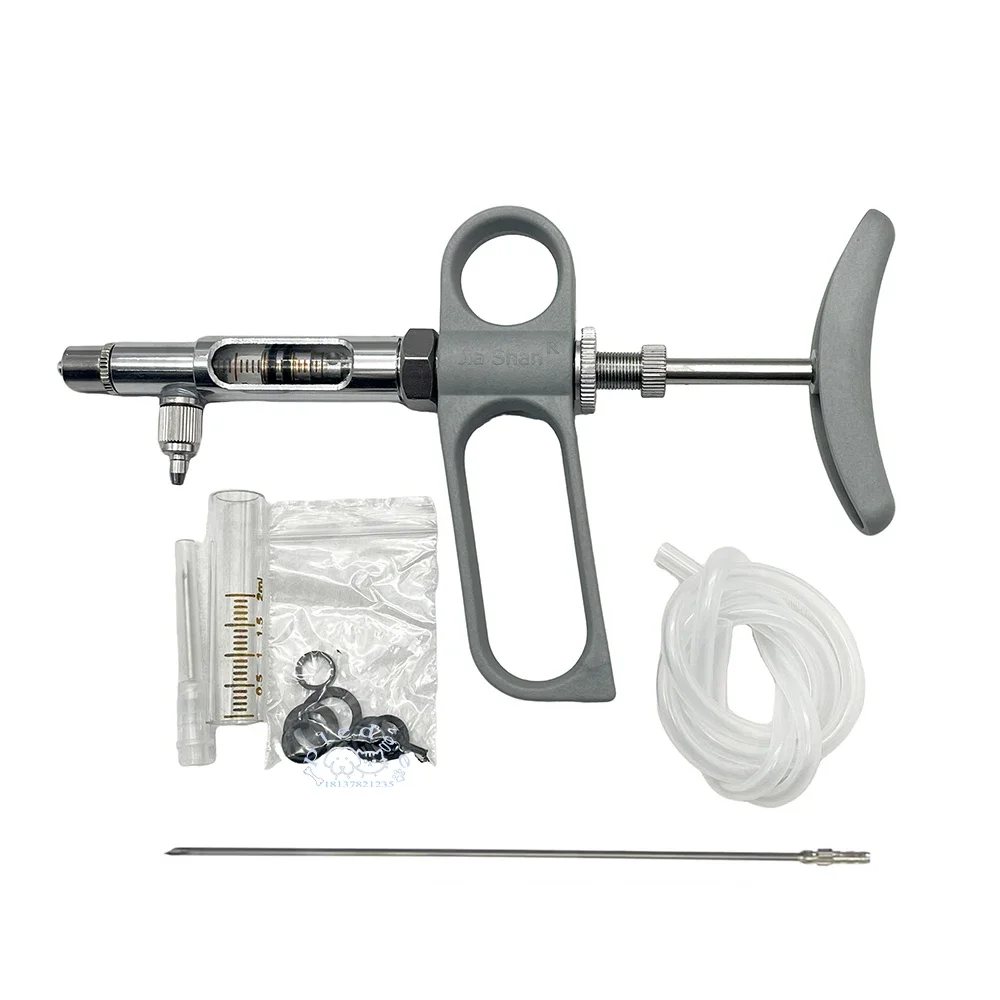 

Farming Adjustable Veterinary Syringe 2ml/5ml/10ml Continuous Metal Livestock Vaccination Injector for Disease Prevention