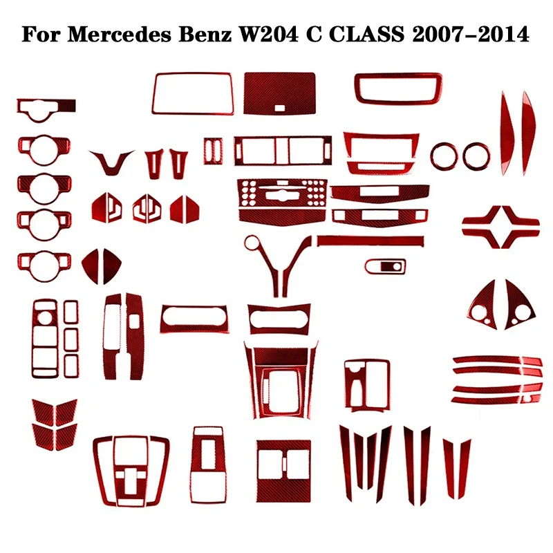 Carbon Fiber Red Stickers For Mercedes Benz W204 W205 W211 W203 C E GLA GLC 2007-2014 Car Interior Decorative Accessories