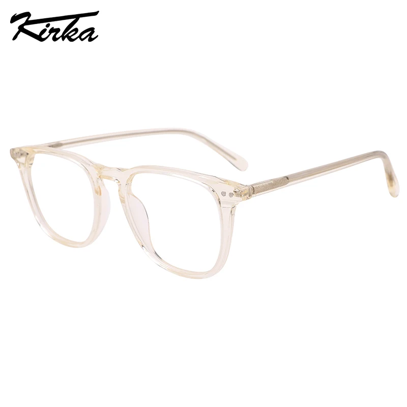 

Kirka Unisex Eyewear Acetate Square Glasses Frame Optical Prescription Glasses Thin Temple Transparent Colors Glasses WD1389