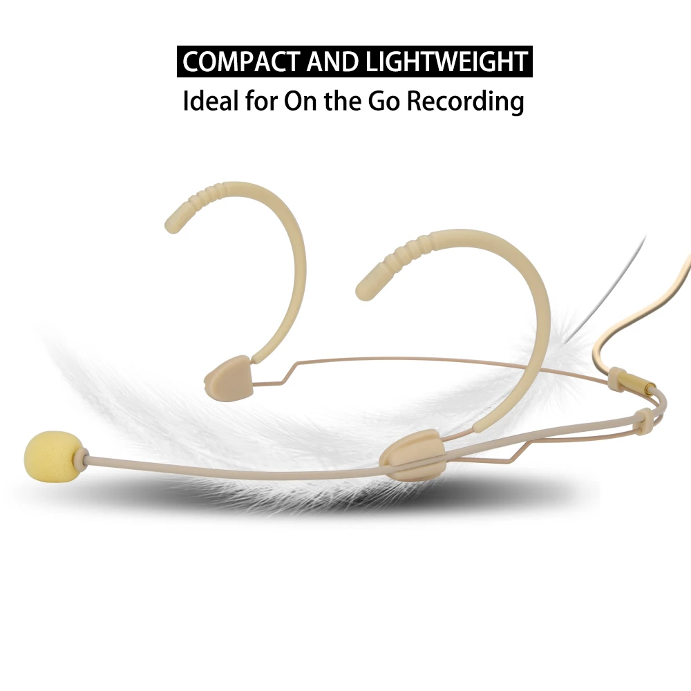 High End Dual Ear Hanging Microphone - 3.5mm Lockable 4-Pin 3-Pin Mini XLR Suitable for Shure Sennheiser AKG Headphone Mic