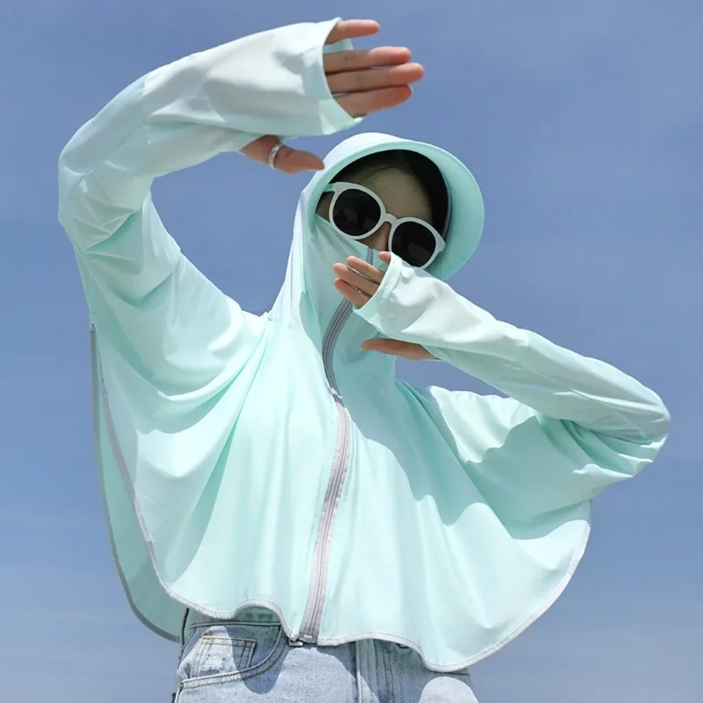 Summer Female Sun Protection Clothing  Protection Long Sleeve Ladies Cloak Breathable Outdoor Sports Women Sunscreen Hoodie