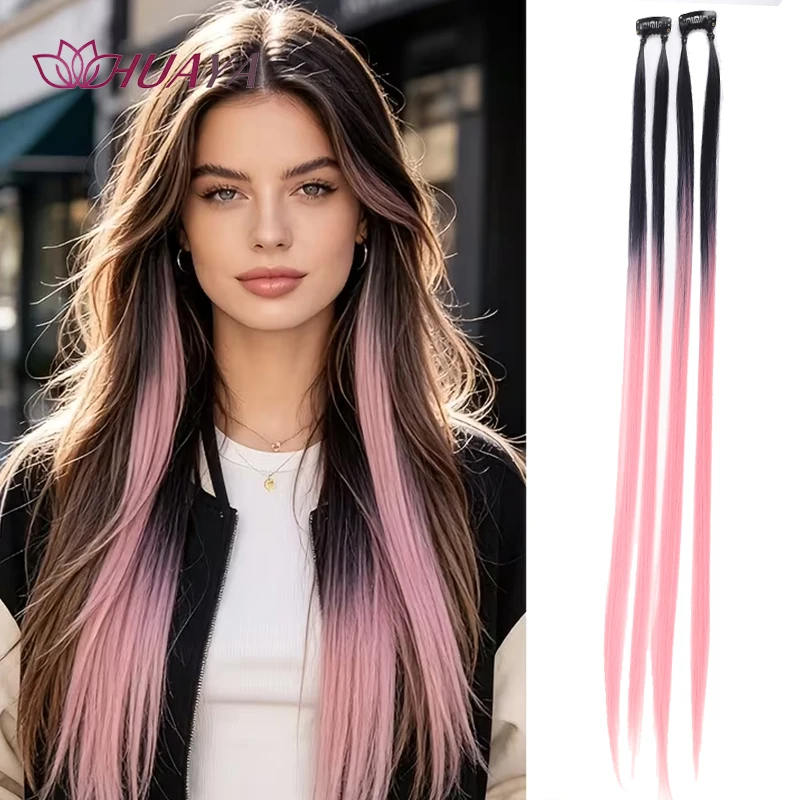24‑Inch Clip‑in Face‑Framing Highlight Synthetic Hair Extensions, Easy to Wear, Suitable for Daily Look, Parties and Cosplay