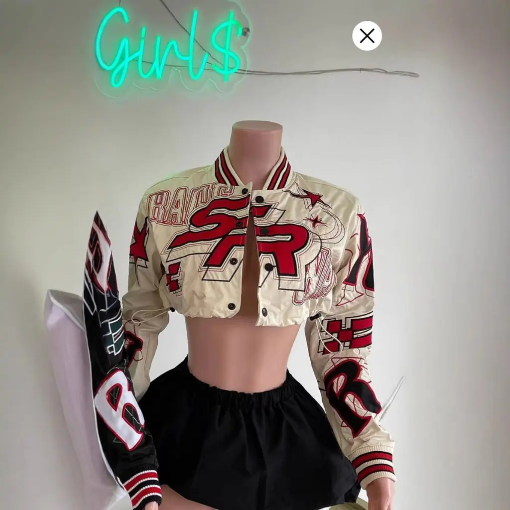 

Fashion American Embroidered Thread Baseball Suit Short Long-Sleeved Single-Breasted European And American Style Women's Jacket