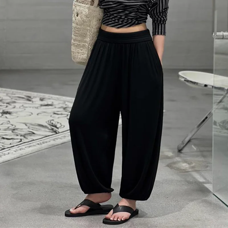 Laid-back Style High Waist Loose Fit Women's Pants Korean Version Casual Trousers Balloon Pants Nine Point Pants