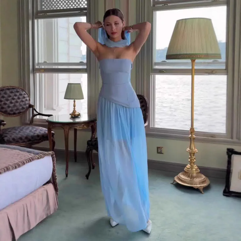 

2025Summer new style fashionable elegant sleeveless long dress simple dress for women