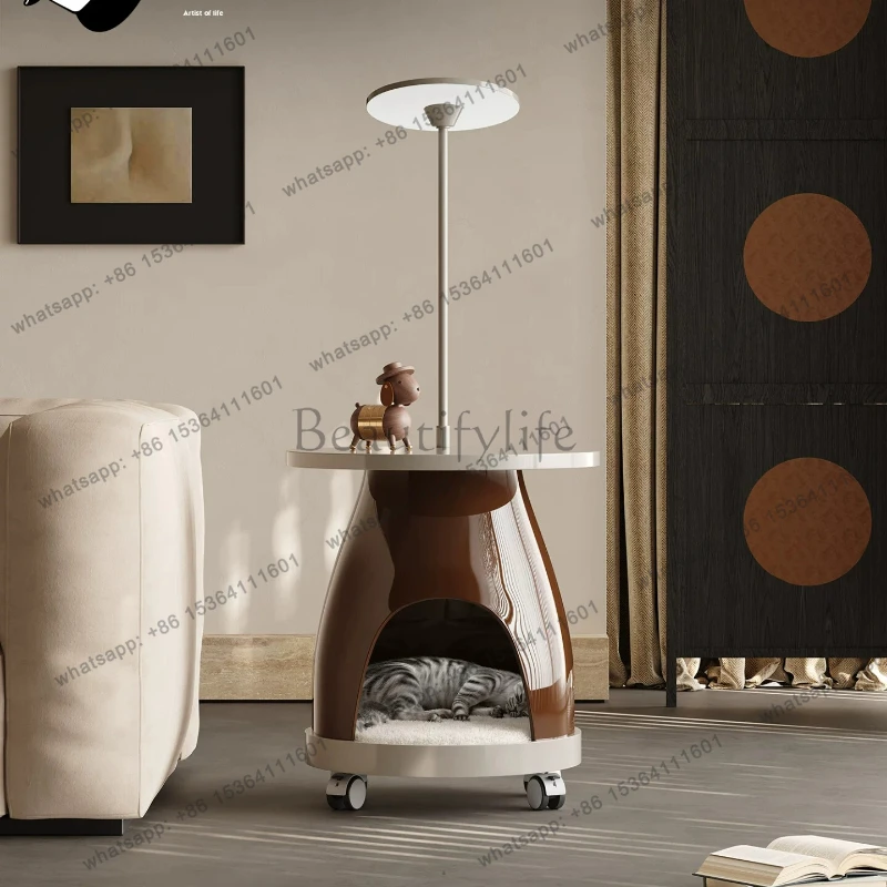 Italian multi-functional movable sofa side table floor-to-ceiling luminous living room cat nest small coffee table