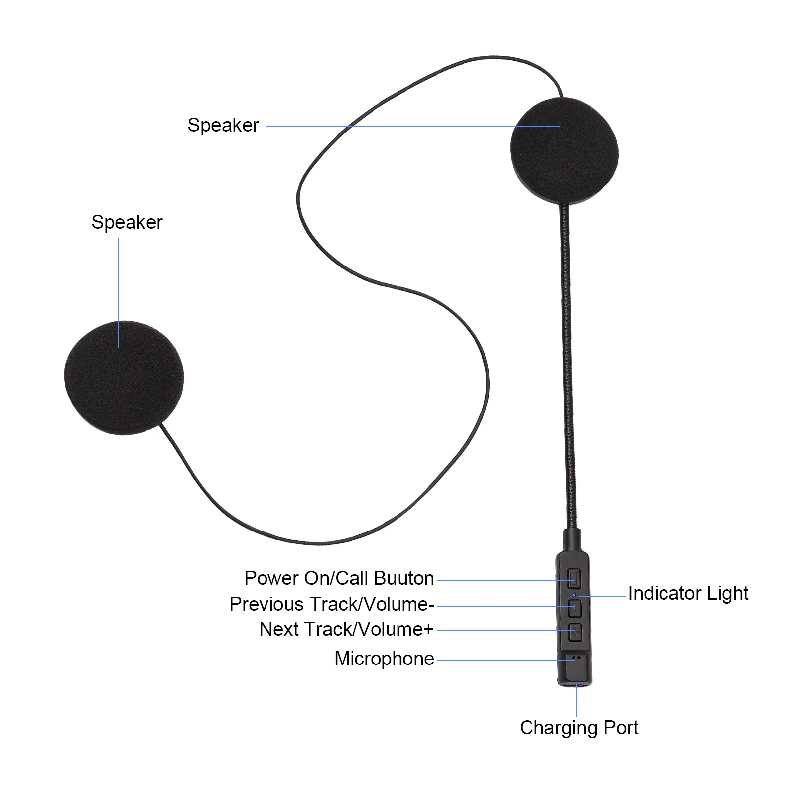 MT02 Wireless Motorcycle Helmet Headset BT5.1 Helmet Headphone Motor Helmet Earphone with Microphone Music Call Control