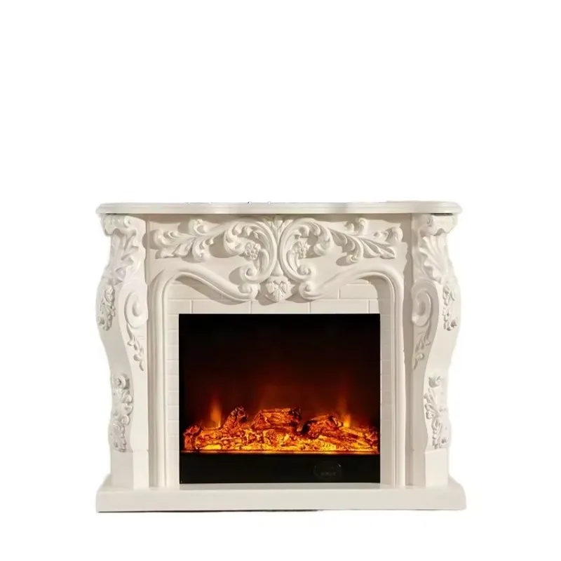 Freestanding Electric Fireplace TV Standard Frame Remote Controlled Metal Mantel LED Flame Effect Adjustable Thermostat For