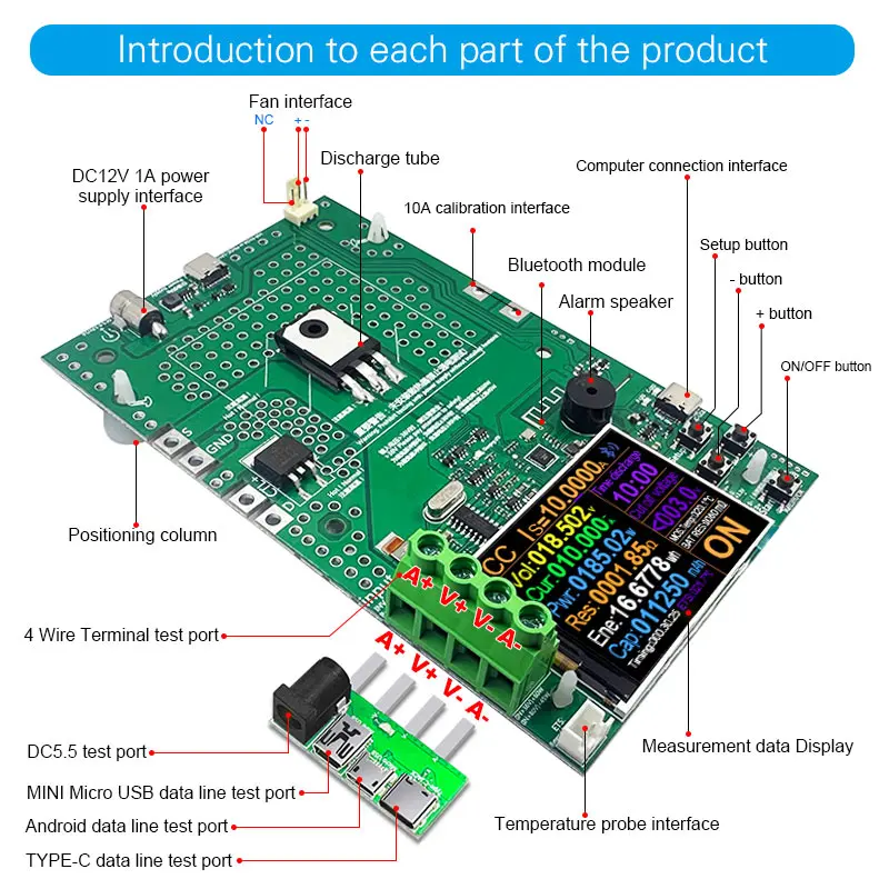 DIY 1000W 4 Wire DC Electronic Load Lithium Battery Testers Capacity Monitor Discharge Charge Power Supply Meter 25A PCB Board