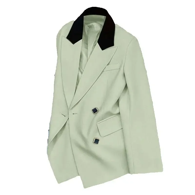 High-Quality Suit Jacket Women 2025 Spring Autumn New Blazer Coat Korean Design Jackets Stitching Temperament Outwear Female Top