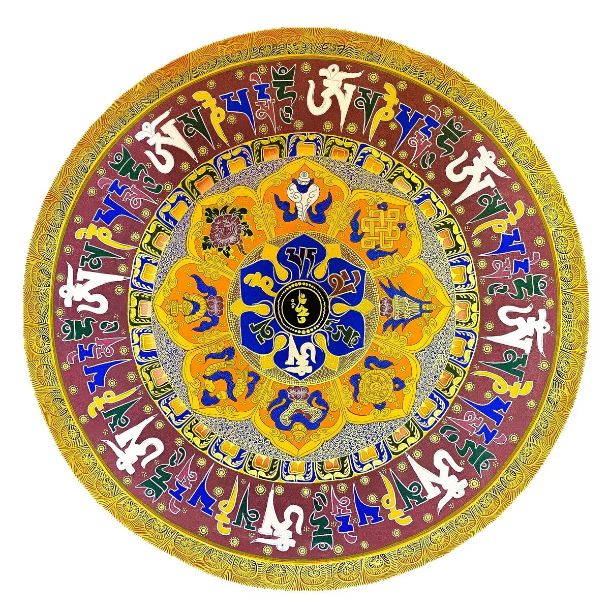 

Hand-painted thangka, auspicious eight treasures, six-character mantra, decorative painting, living room painting