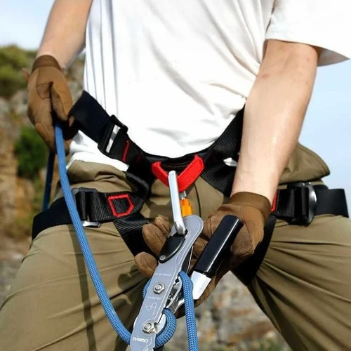 Imagen 2 del producto Arnés para exteriores, deportes, escalada en roca, equipo de protección de seguridad de medio cuerpo, soporte de cintura, herramientas de supervivencia aérea para montaña