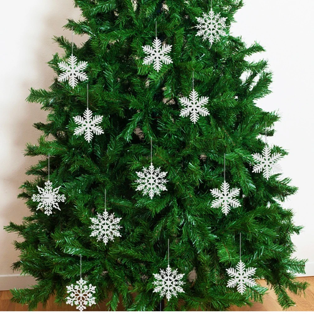 12pcs Xmas Snowflakes Pendant 10cm Fake Glitter Snowflake Ornaments for Xmas Tree Hanging 2026 New Year Gifts Natal Home Decor