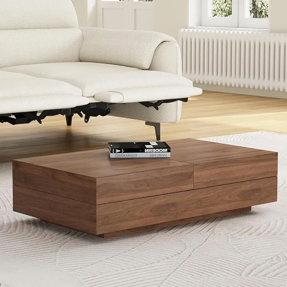 Mid-Century Modern Coffee Table – Expandable 47.2"-81.8" Storage Center Table | for Living Room Use