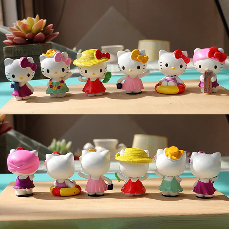 

6pcs/Set Anime Sanrio Hello Kitty Action Figure Toys Cute Kuromi Mymelody Cinnamorol Figurine Dolls Children Kids Xmas Gift