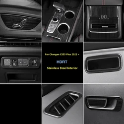 Car Gear Shift Window Lift Switch Panel Water Cup Air Vent Outlet Cover Stainless Steel Interior For Changan CS55 Plus 2022 +