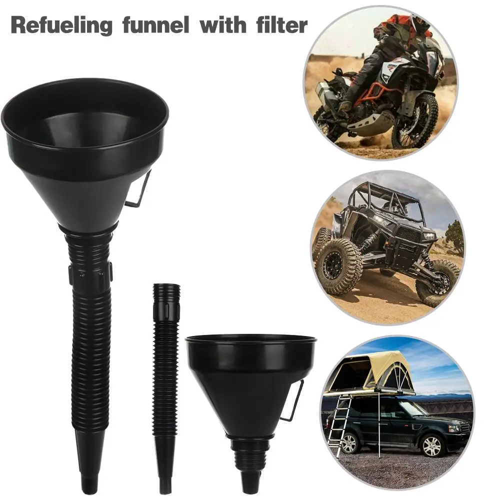 Black Oiler Filter Funnel Flexible Tube Plastic Oil Filling Equipment Emergency Safety Car Accessories for Car Truck Motorcycle