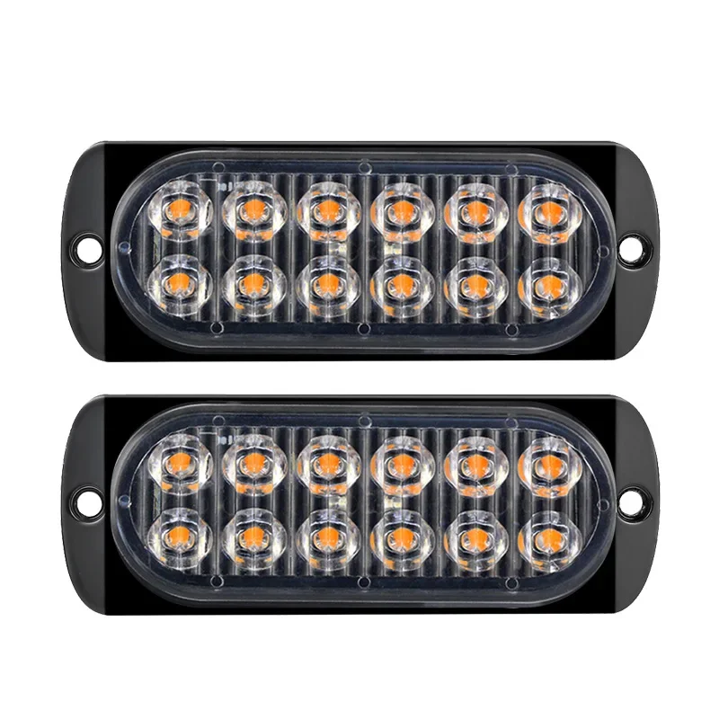 2x Truck 12V 24V 6smd LED Strobe Warning Light Strobe Grille Flashing Lightbar Car Beacon Lamp Amber Yellow White Traffic Light