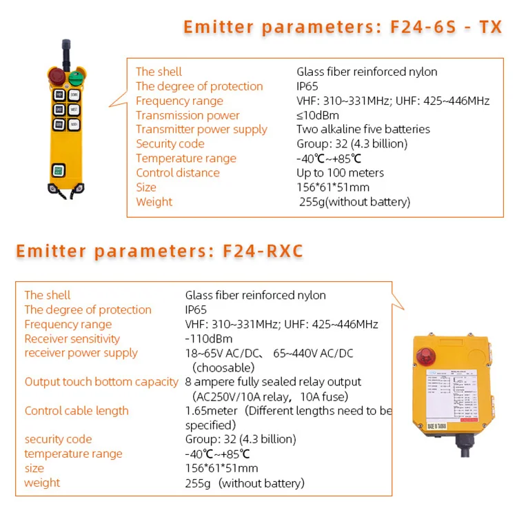 F24-6D 6-Tasten Industrielle Funkfernbedienung für Kräne mit Doppelgeschwindigkeitsschaltern für Hebezeuge und Brückenkran-Steuerung – Detail 3