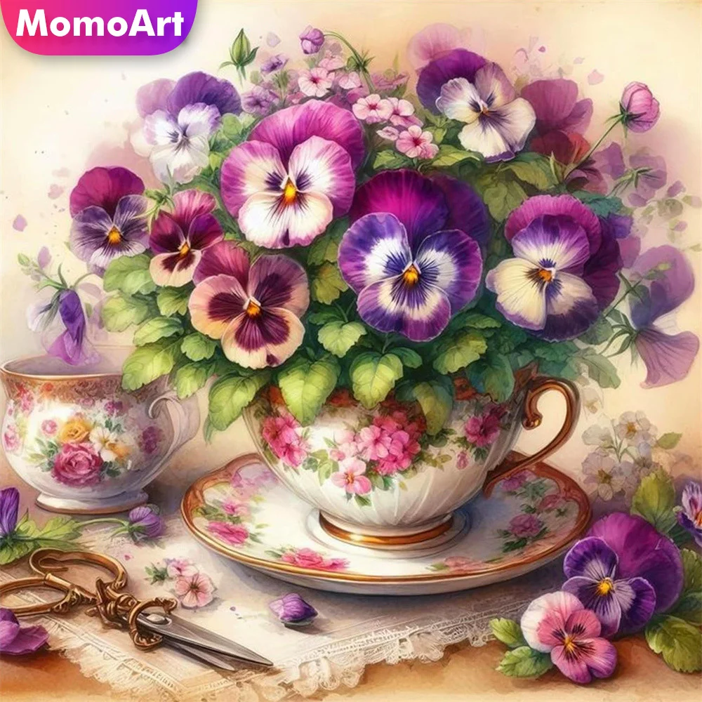 Momoart Çiçek Elmas Nakış Haşhaş Akrilik Zanaat Malzemeleri Boyama Çay Fincanı Tam Kare Yuvarlak Elmas Mozaik El Yapımı Hobi