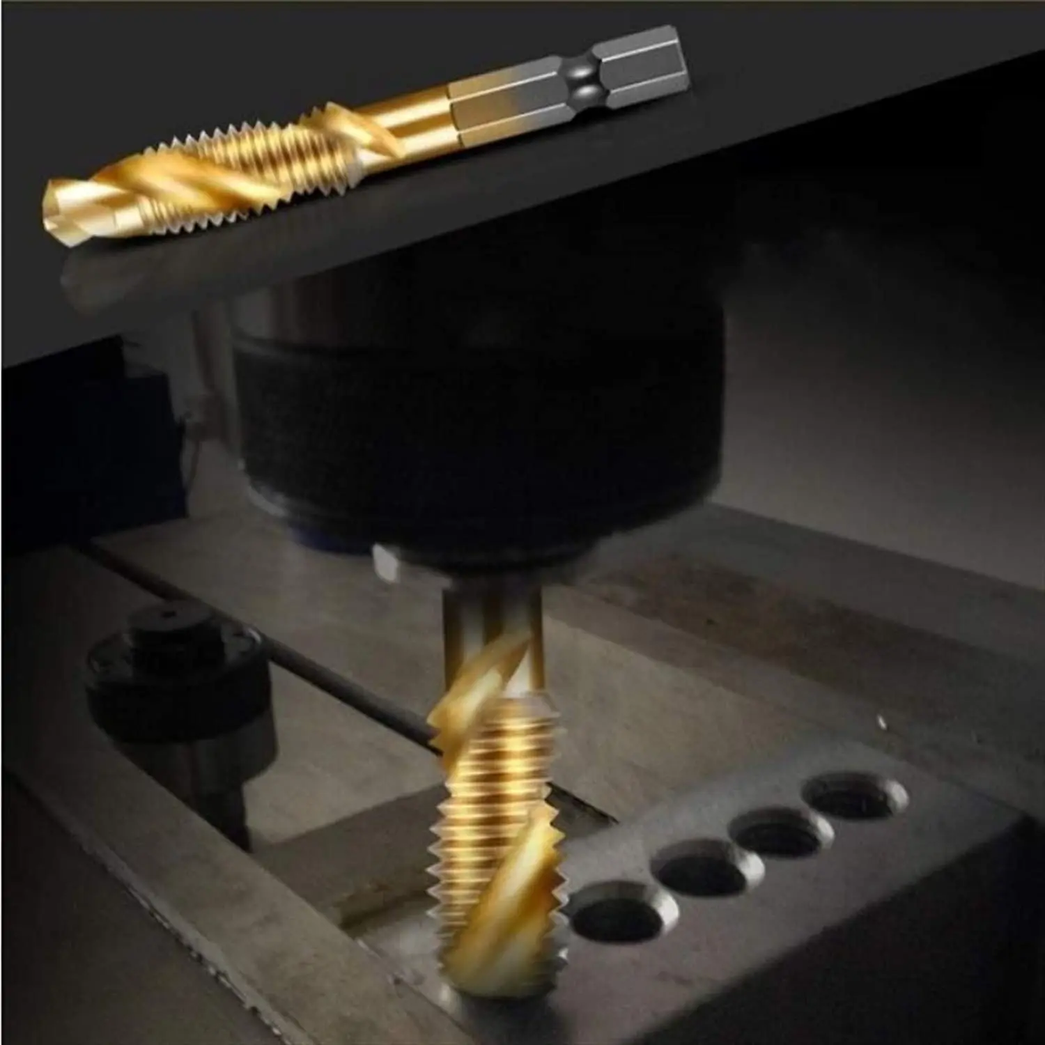 6Pcs Hex Shank Titanium Plated HSS Screw Thread Metric Tap Drill Bits Screw Machine Compound tap M3 M4 M5 M6 M8 M10 Hand Tools