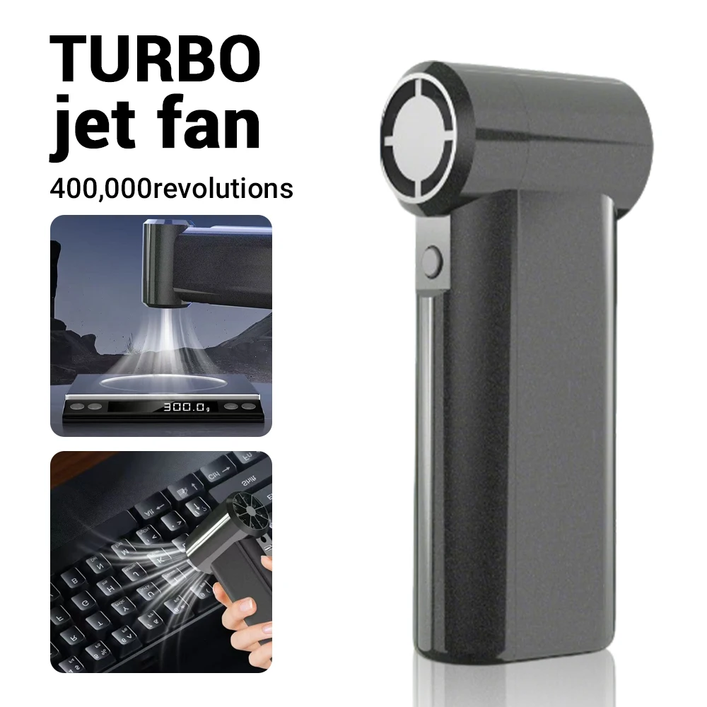 

400000 RPM Handheld Mini Turbo Jet Fan Electric Air Blower Powerful Large Wind Hair Dryer High-Speed Turbo Rechargeable Blower