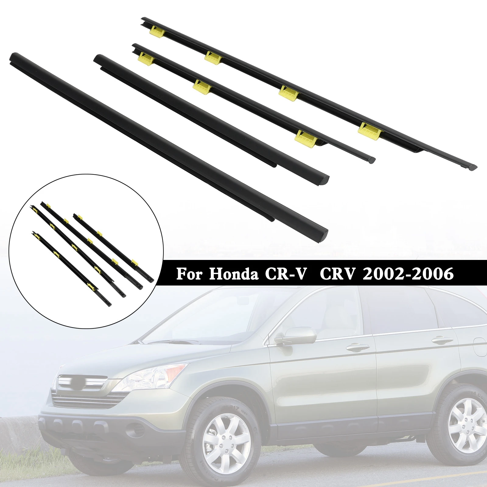 Artudatech 4PCS Weatherstrip Window Seal Belt 72410-SCA-E01 For Honda CR-V  CRV 2002-2006 Car Accessories