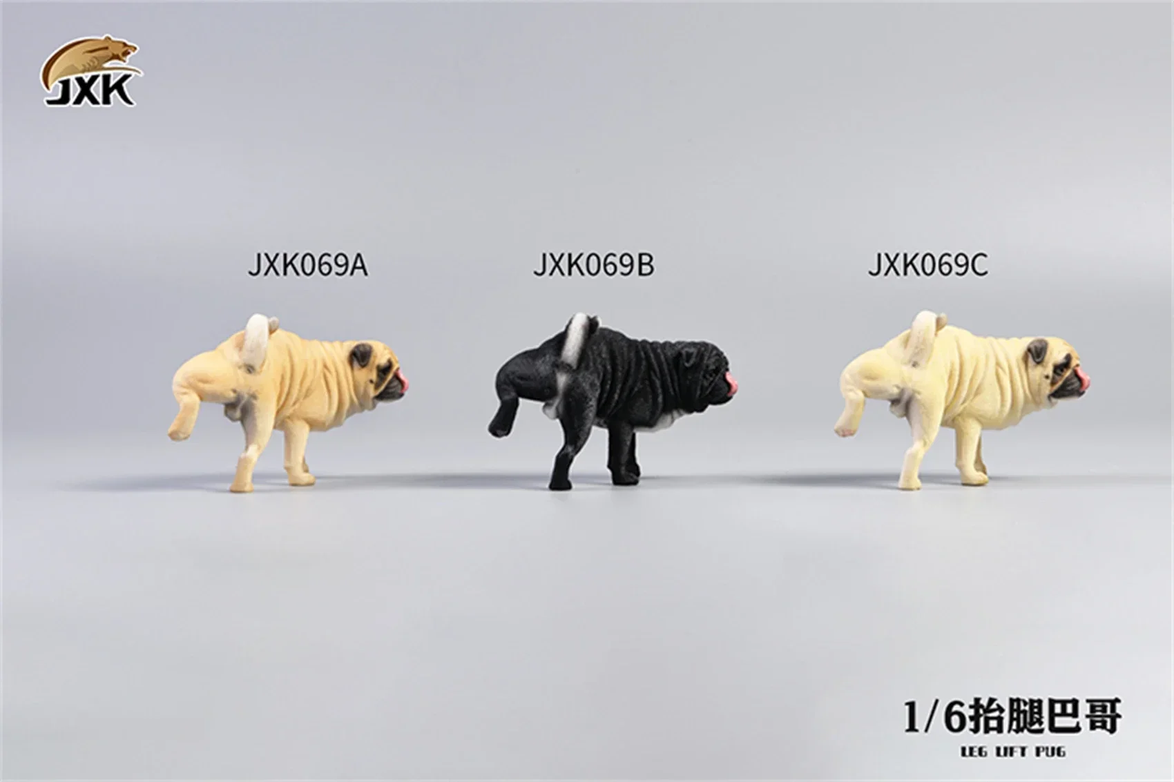 JXK 1/6 Pug Without Base Figure Pet Dog Cute Canidae Animal Figure Collection Resin Desktop Scene Decoration Birthday Gift