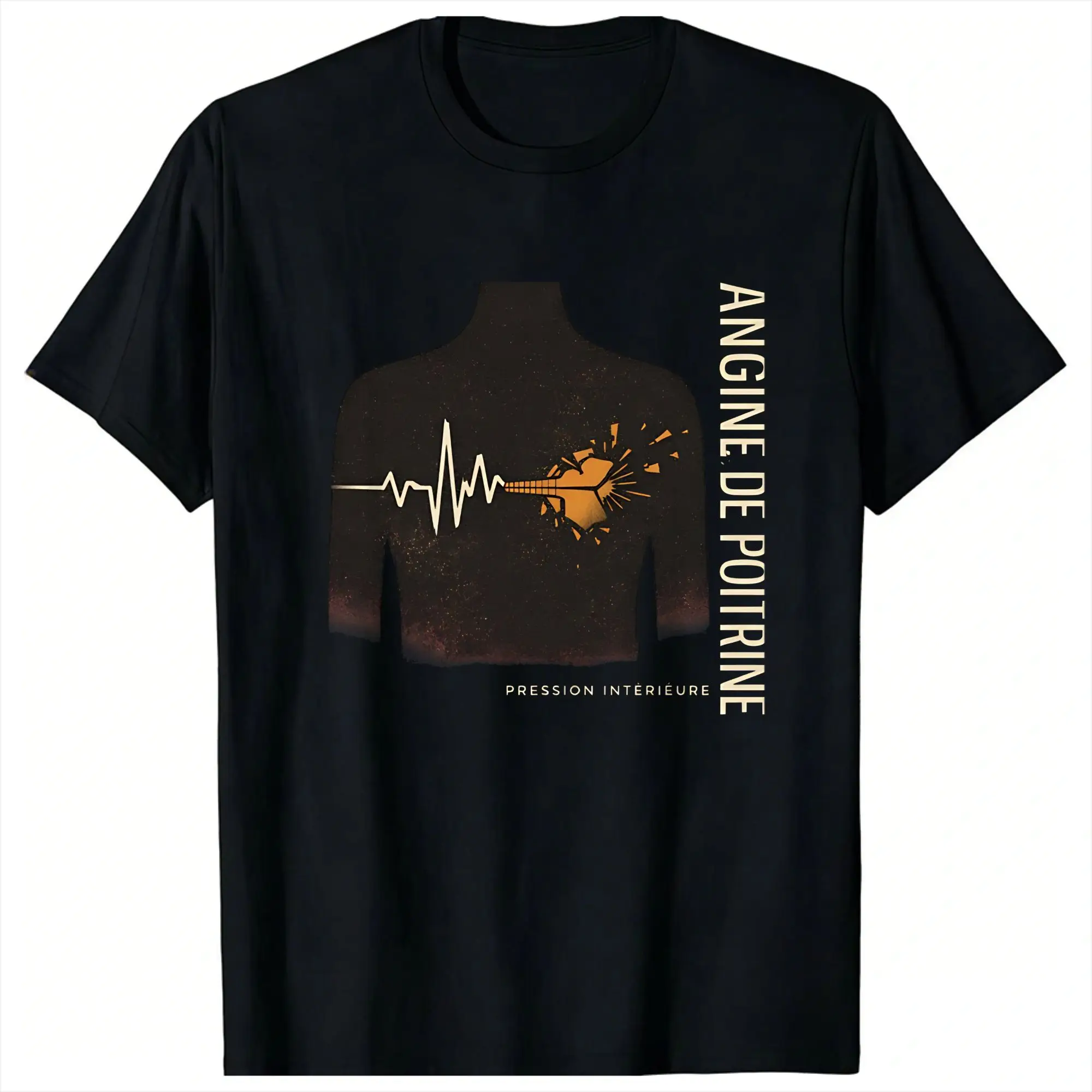 Men Angine de Poitrine Band T Shirts  Cotton Tees Summer Short Sleeves T-Shirt O Neck Fashion Casual Tee Shirt Large Size