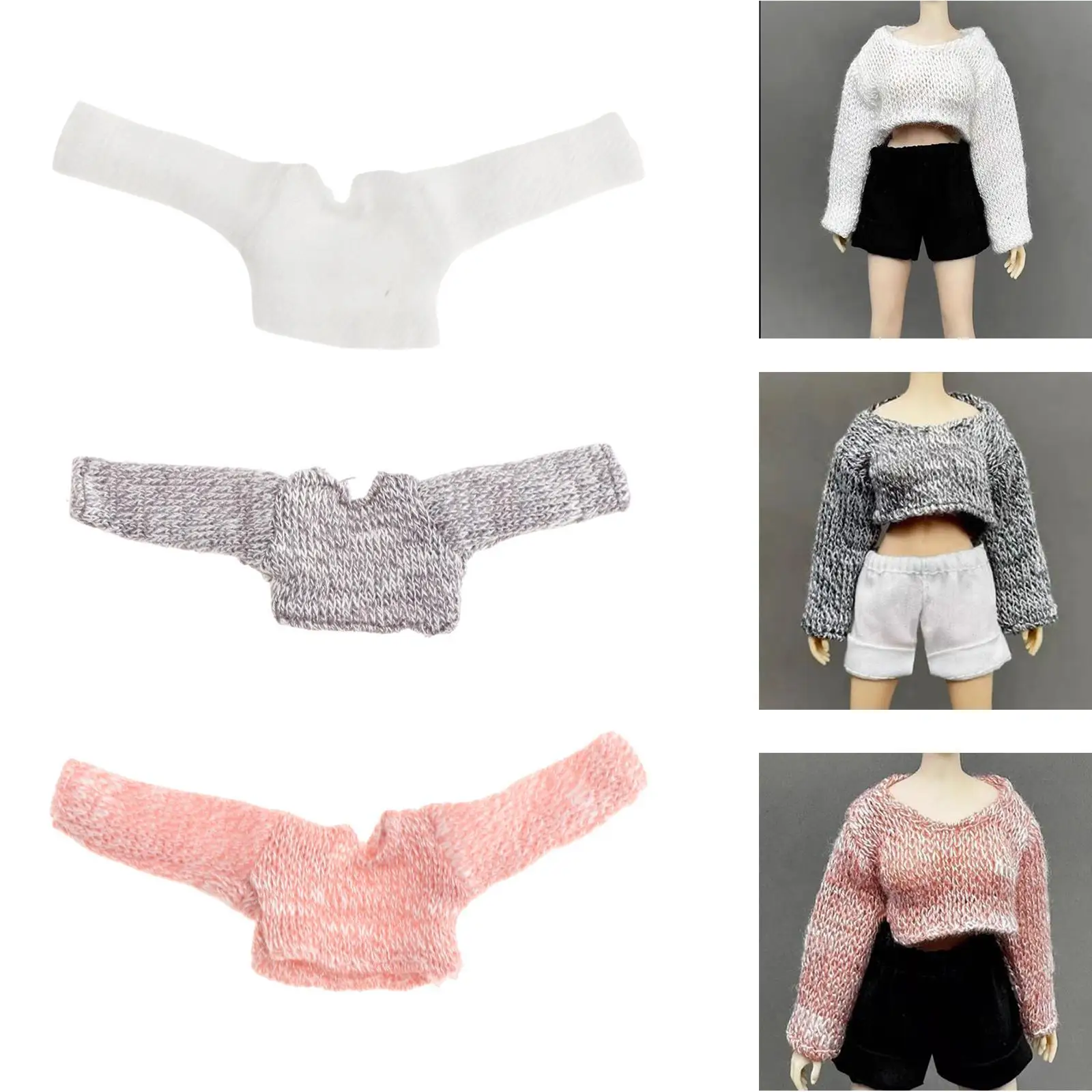 Suéter de figura de ação feminina em escala 1/12, mini pulôver para bonecas de 6 polegadas