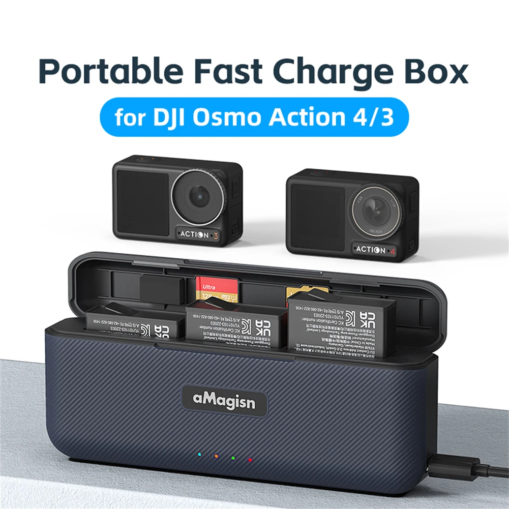 

Battery Charging Hub With Charging Indicator Charge Up To 3 Batteries Charger For DJI OSMO Action 4/3 Camera Batteries