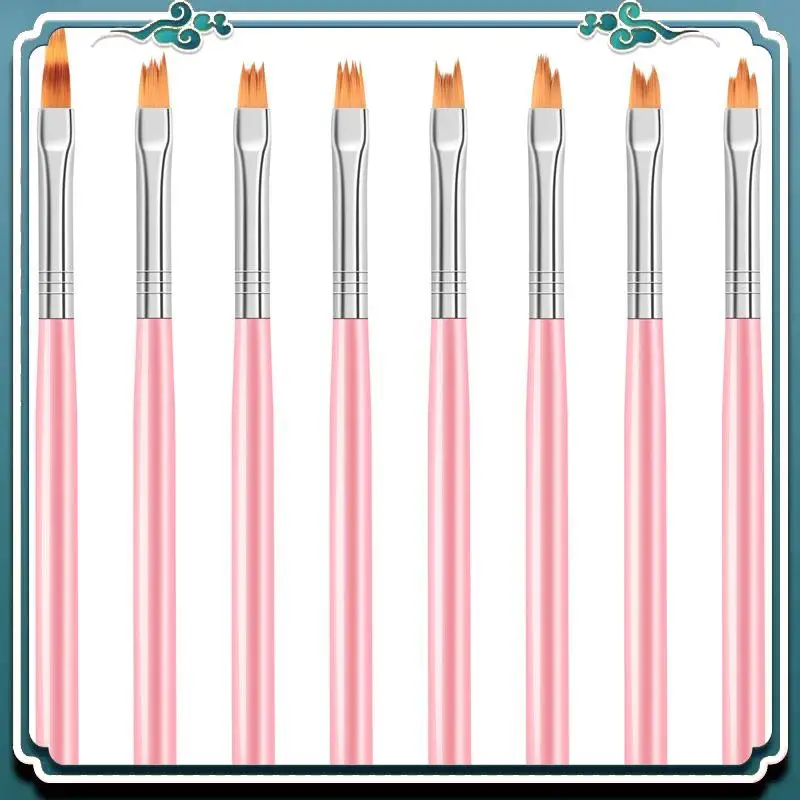 

ABSK-8Pcs Набор цветных ручек с розовыми лепестками, кисть для ногтей, короткая кисть для ногтей