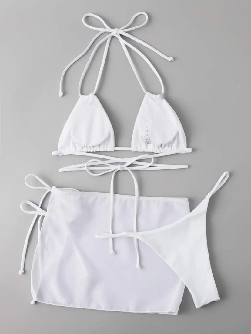 2-delige String Bikini Kleding Vrouwen Rok Trikini Badmode Vrouwelijke Driehoek Badpak Strandkleding Badpak Zomer