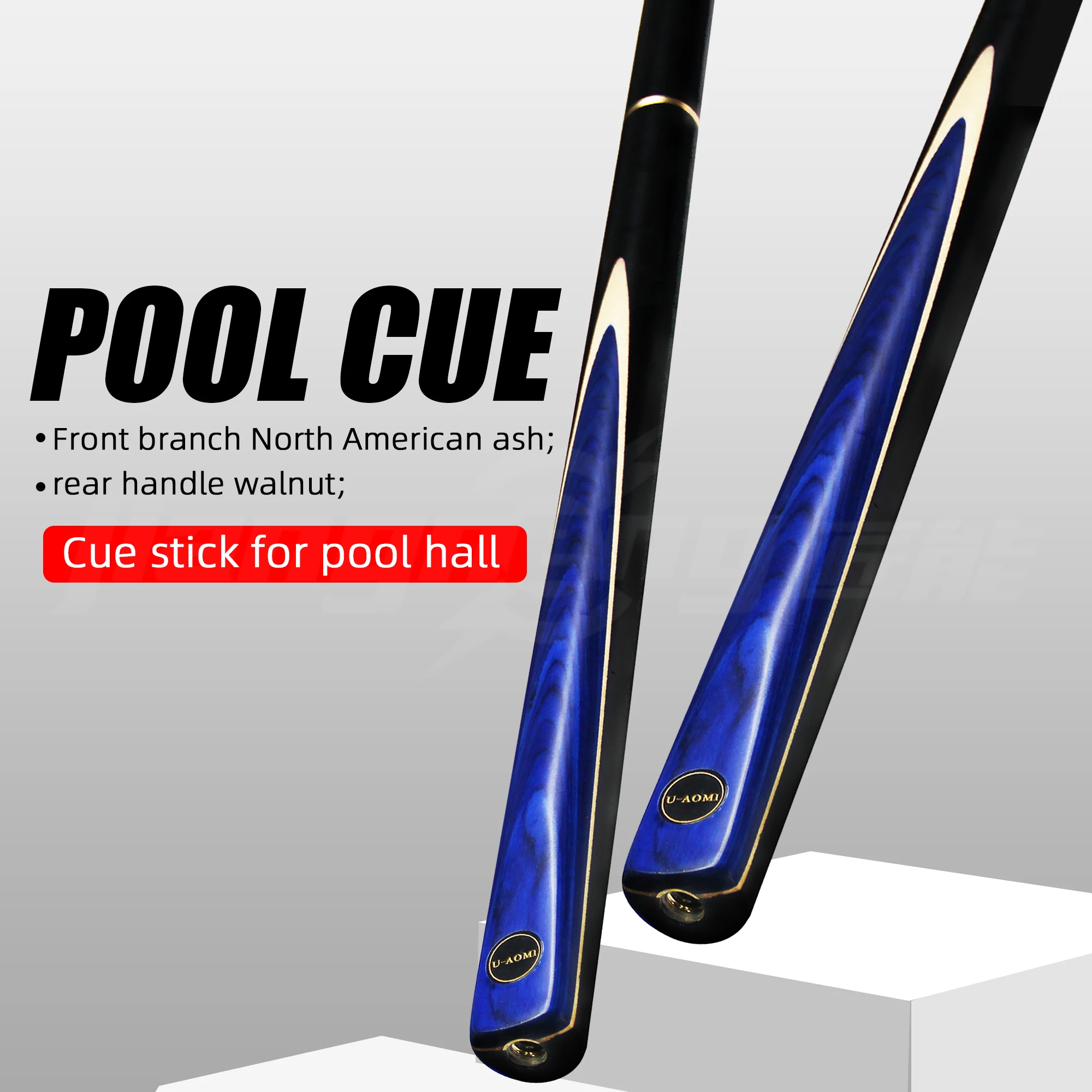 North American Imported Ash Pool Cue Brass Explosion-Proof Joint Design 10mm Tip Suitable for Snooker Nine-Ball & Chinese Pool