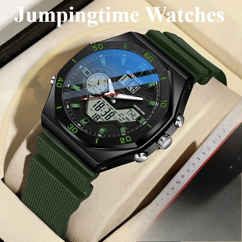 Men's Stylish Stainless Steel Multi-function Electronic Sports Watch Fashionable Watch 30 Meters Water Resistant Chronograph