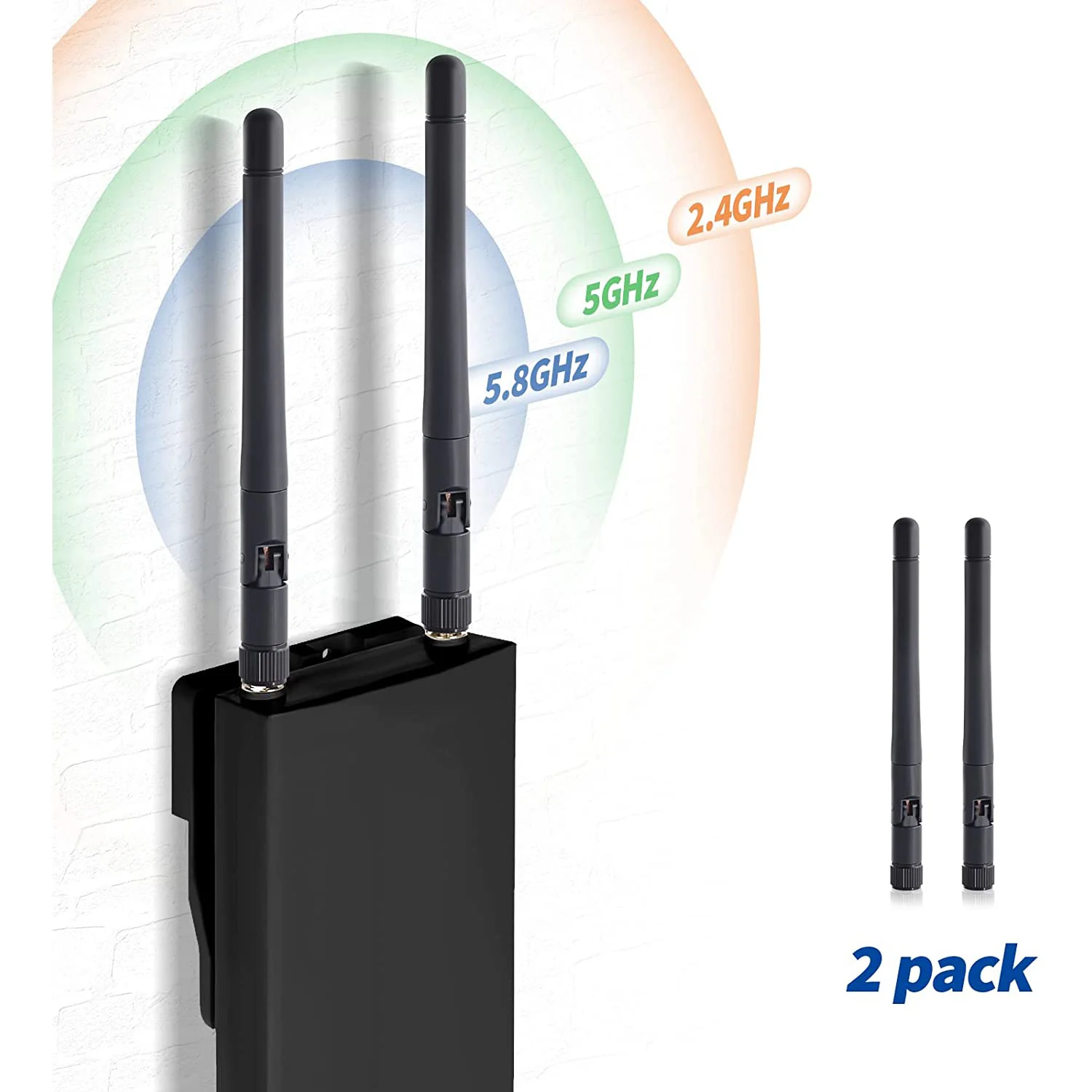 2Pcs Dual Band WiFi Antenna 2.4GHz 5GHz 5.8GHz SMA RP-SMA Male Antenna Connector for WiFi Router Wireless Network Card USB