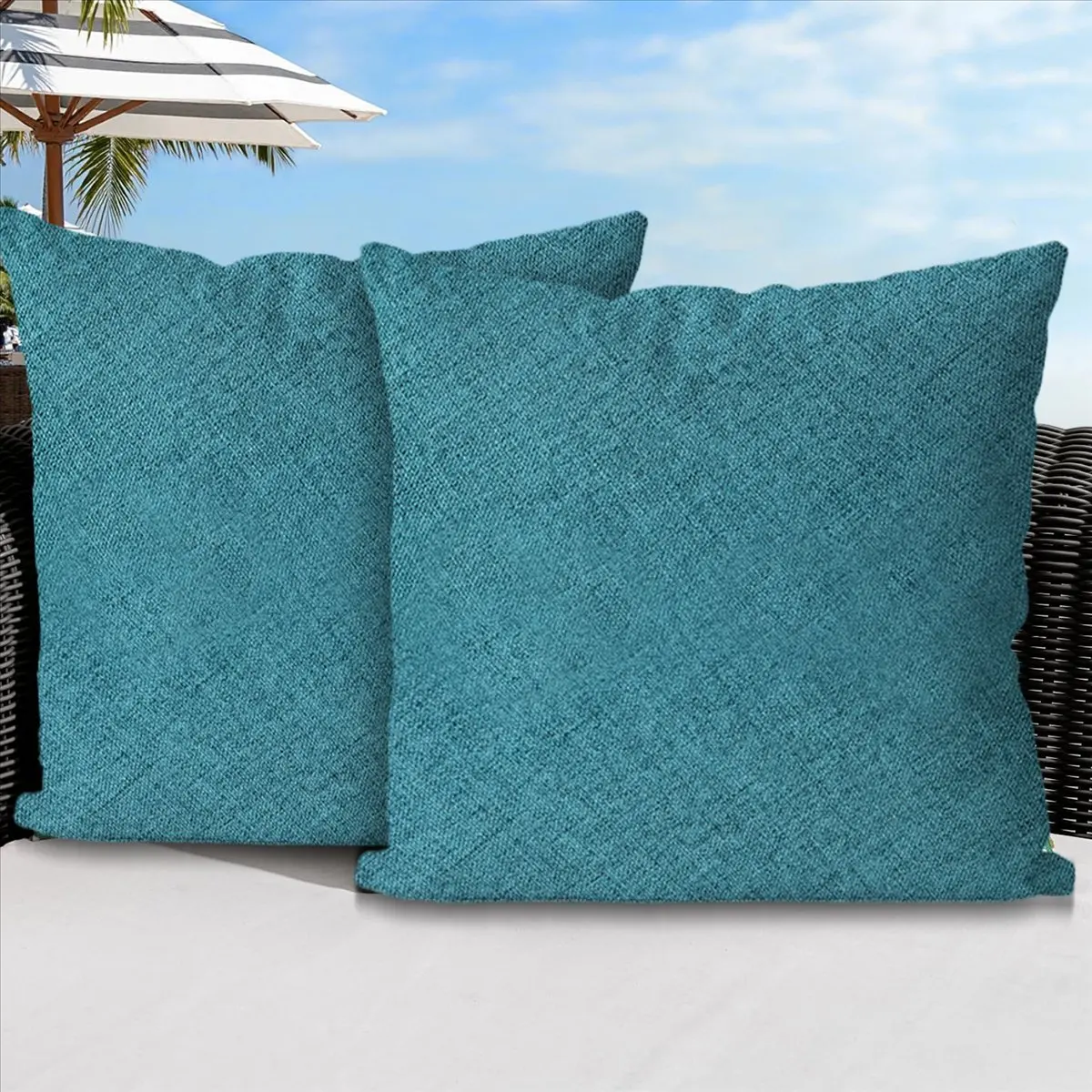 B17C Pack of 4 Outdoor Waterproof Throw Pillow Covers Decorative Garden Cushion Cases Square Pillowcases 18 x 18 Inches