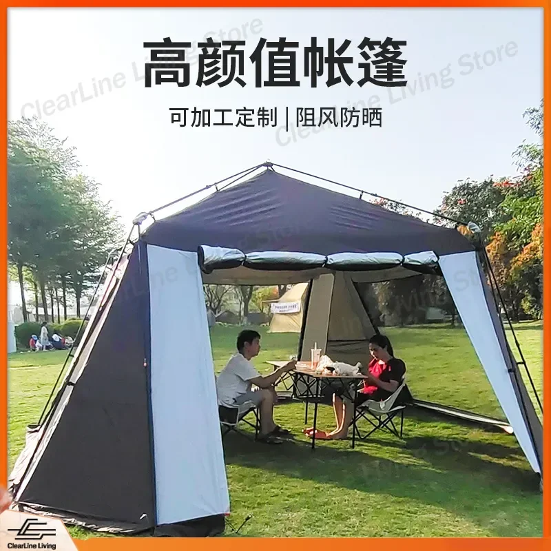 Outdoor Folding Tent Pergola Sunshade Canopy Rainproof Camping Tent Beach Leisure Sunscreen Awning Portable Pop Up Shade