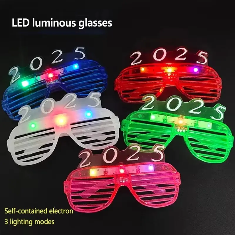 10-50pcs LED 2025 Glasses Glow Party Supplies Light Up Sunglass for Kids Adult Birthday Neon Wedding Thanksgivings Xmas New Year