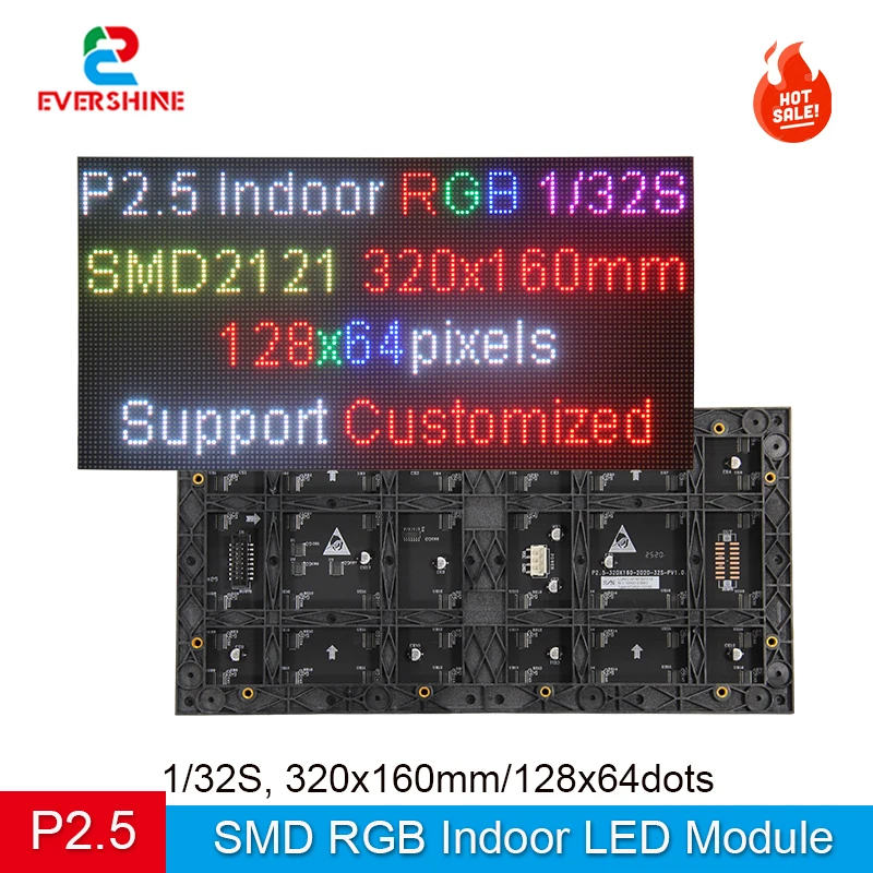 

Заводская цена P2.5 320X160 RGB светодиодный матричный панельный модуль 128x64 пикселей видео полноцветный небольшой шаг света 32 сканирования 1920 обновление