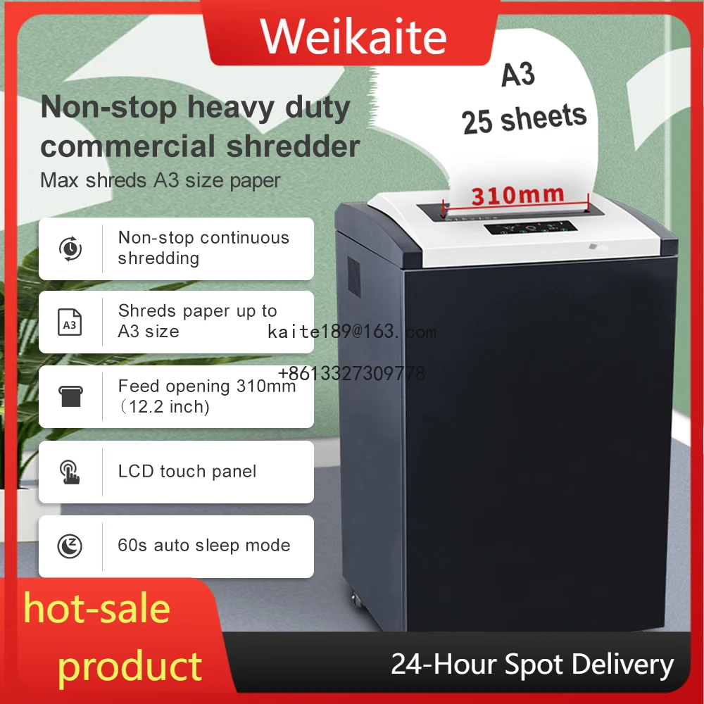 

130L Heavy Duty Mobile Paper Shredder P4 Cross Cut 40 Sheets Credit Cards CD Document Destroyer Device for Office Commercial Use