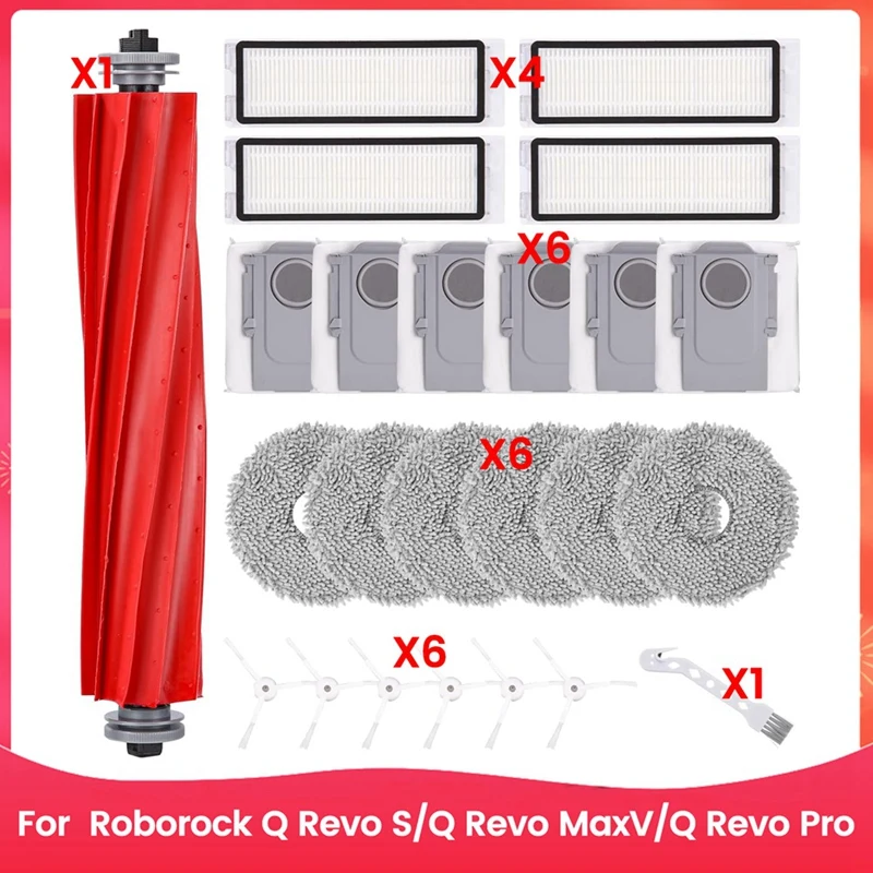 

AT02-For Roborock Q Revo S/Q Revo Maxv/Q Revo Pro Robot Vacuum Cleaner Main Side Brush Hepa Filters Mop Cloth Dust Bags