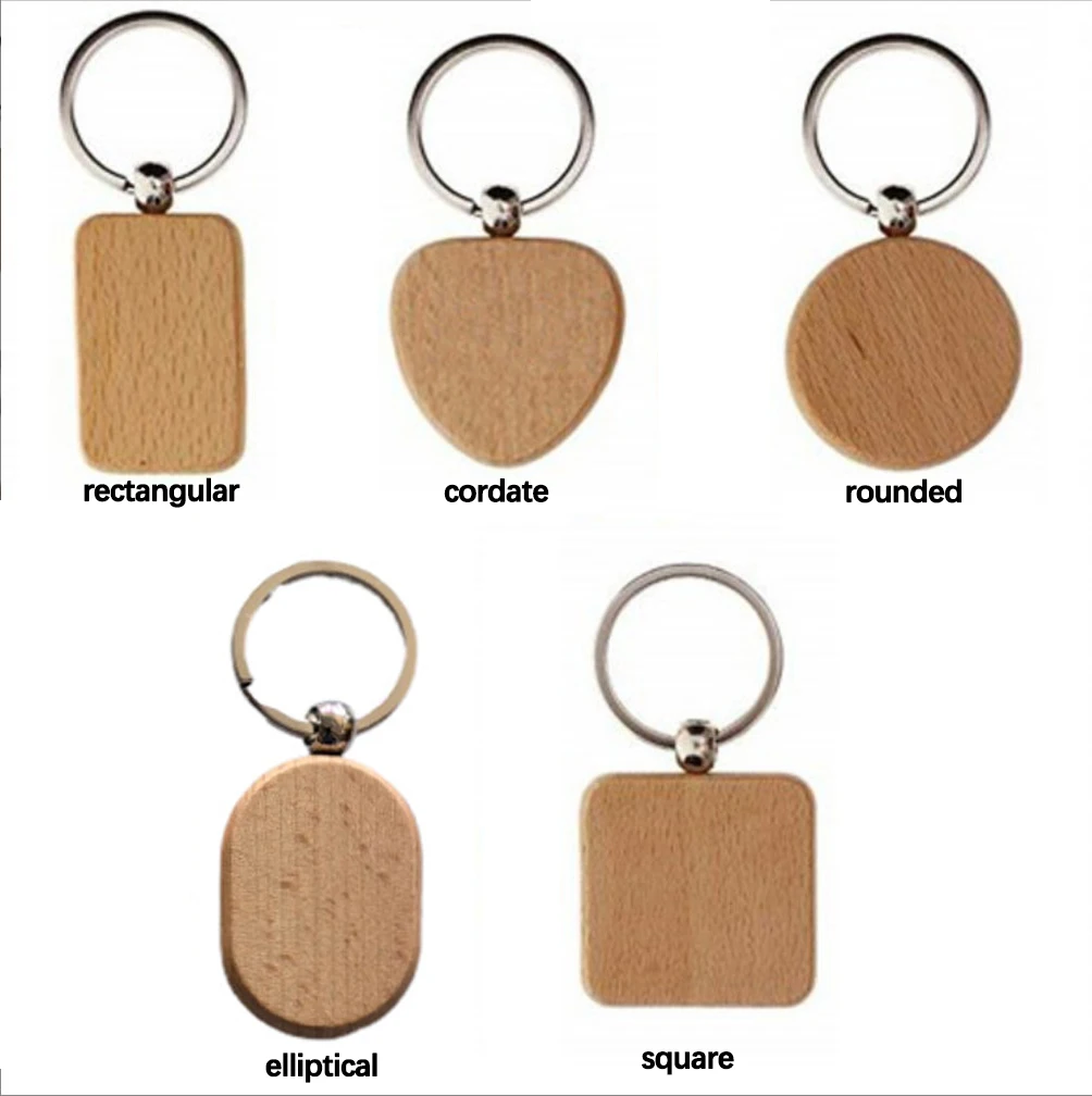 

10Pcs Wood Keychains Blanks Wooden Keyrings Suitable DIY Materials For CO2 Laser/Laser Engraving Gift