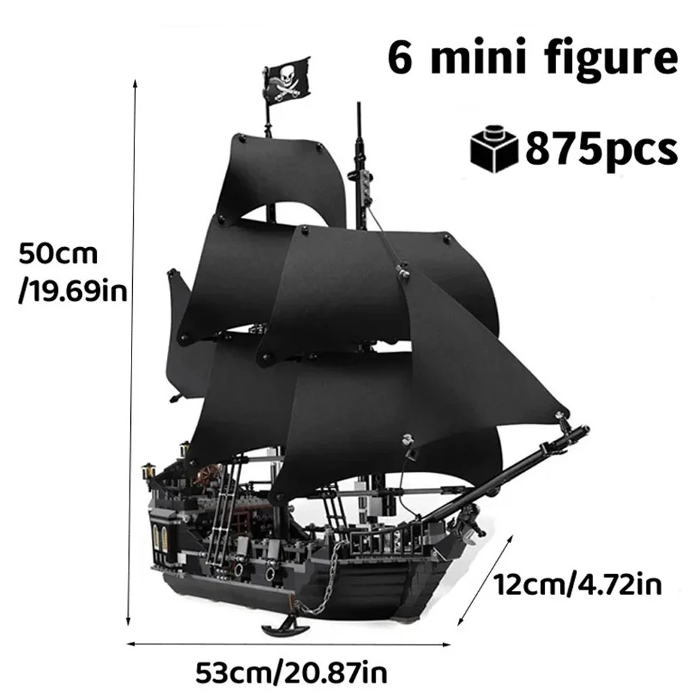 MOC Pirates Of The Caribbean Ship Revenge Warship Black Pearl Sailboat Building Block Bricks MOC 4195 Assembly Toys Kid Gift