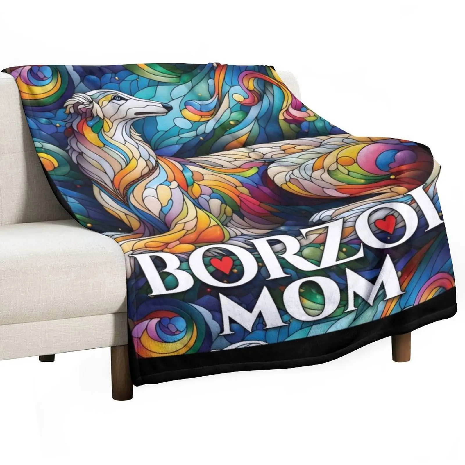 Borzoi mom, stained glass. I love borzois. Throw Blanket Stuffeds warm for winter Soft Blankets