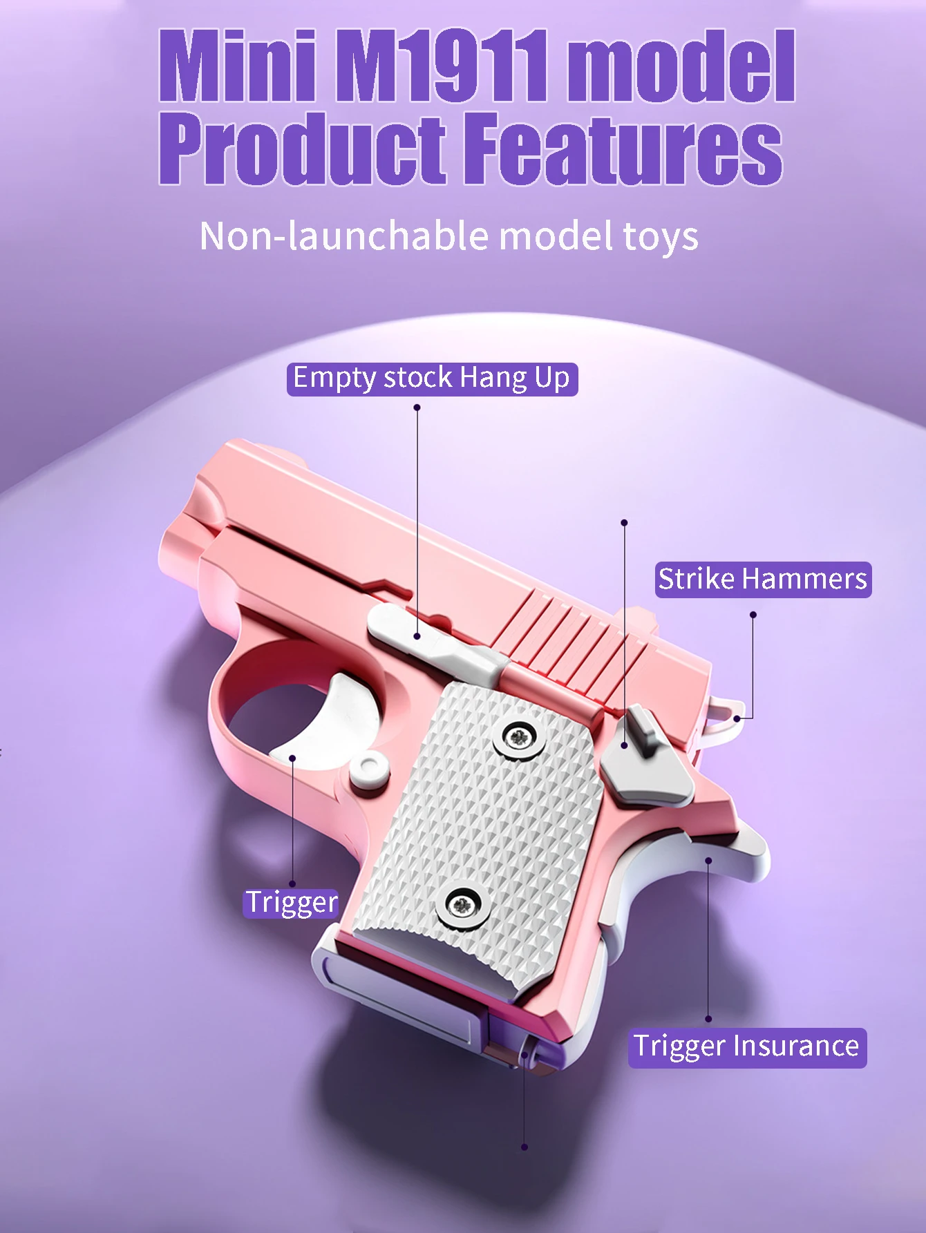 Mini M1911 - Collegamento meccanico - Recoil automatico - Pistola giocattolo di decompressione Modelli di pistola giocattolo Fidget non lanciabili